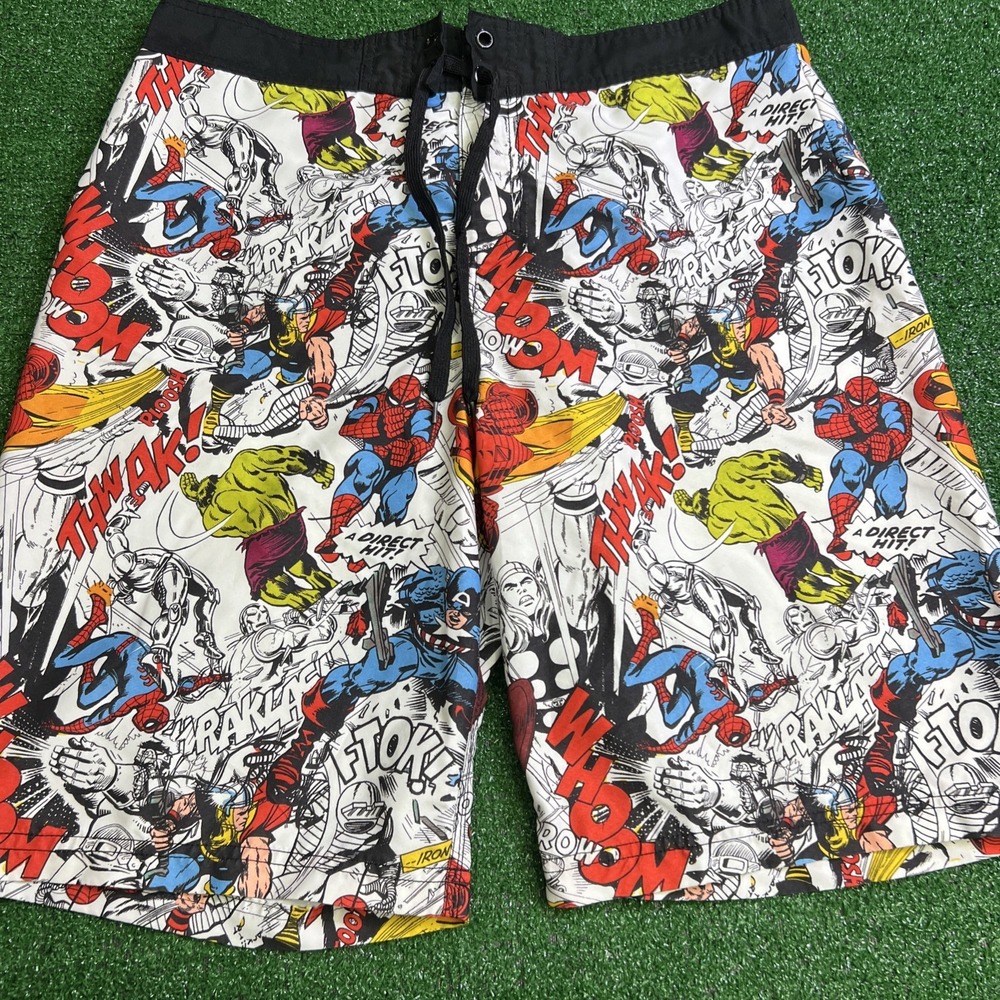 Marvel Board Shorts Men's Swim Trunks‎ Inner Mesh Lined Comic Print Size XL
